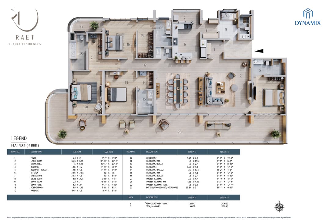 Flat No. 1 (4 BHK)